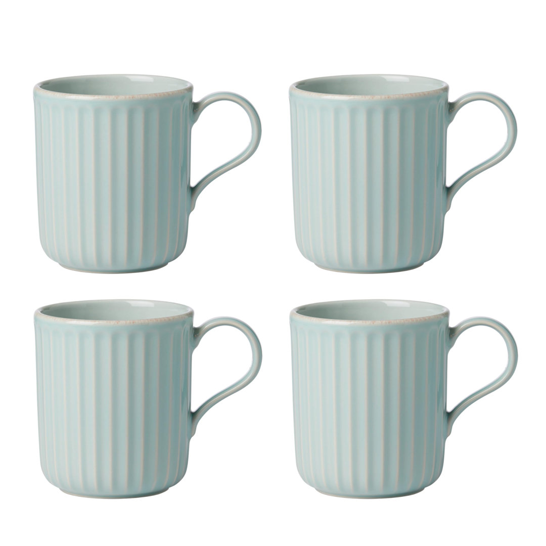 French Perle Scallop Ice Blue Mugs, Set Of 4 By Lenox
